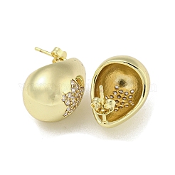 Brass with Cubic Zirconia Stud Earrings&nbsp;LS-EJEW-Q799-02C-G