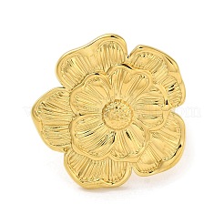 Ion Plating(IP) 304 Stainless Steel Flower Open Cuff Ring for Women&nbsp;RJEW-C083-05G