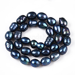 天然養殖淡水パールビーズ連売り  染め  ライス  マリンブルー  9~11.5x8~8.5mm  穴：0.7~0.8mm  約34~35個/連  13.78インチ（35cm）&nbsp;PEAR-N012-08L-01