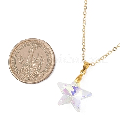 4Pcs 4 Styles Clear AB Glass Wing Flower Star Shell Shape Pendant Brass Cable Chain Necklaces for Women&nbsp;NJEW-JN05745