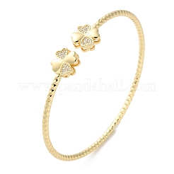 Clear Cubic Zirconia Open Cuff Bangle&nbsp;BJEW-G737-01G-05