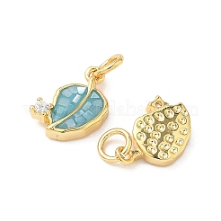 Rack Plating Brass Micro Pave Cubic Zirconia & Shell Pendants&nbsp;KK-I357-08G