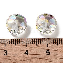 電気メッキガラスビーズ  フル虹メッキ  多面カット  ロンデル  緑黄  10x6mm  穴：1.5mm&nbsp;EGLA-A043-03-FR01