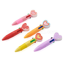 15Pcs 5 Colors Plastic Heart 4-in-1 Ballpoint Pen&nbsp;AJEW-TA0005-81