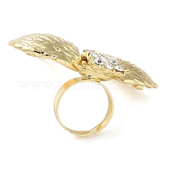 Wing Alloy Rhinestone Adjustable Rings for Women&nbsp;RJEW-K277-04G