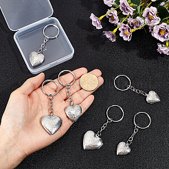 6Pcs 3 Styles Stainless Steel Pattern Locket Pendant Keychains&nbsp;KEYC-ME0001-17A