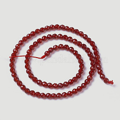 天然石カーネリアンビーズ連売り  多面カット  ラウンド  レッド  3~3.5x2~3.5mm  穴：0.2mm  約119~150個/連  15~15.5インチ（39cm）&nbsp;G-F596-12A-3mm