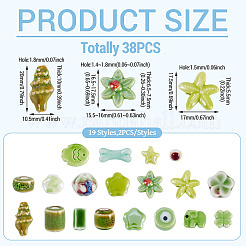 38Pcs 19 Styles Handmade Porcelain Beads&nbsp;PORC-TA0001-40