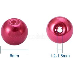 10色環境に優しい真珠光沢のある丸いガラスパールビーズ  染め  ミックスカラー  6mm  穴：1.2~1.5mm  約60個 /コンパートメント  600個/箱&nbsp;HY-PH0010-03