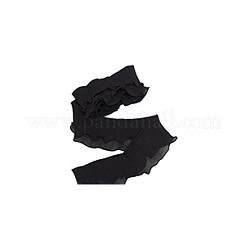 3ヤードポリエステル二層プリーツリボン  衣服アクセサリー用のフリルレースリボン  ブラック  3-3/8インチ（85mm）&nbsp;OCOR-WH0090-044A
