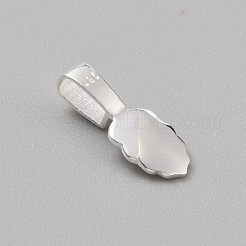 925本の純銀製ピンチベイル  ペンダント作り用の接着剤付きフラットパッドベイル  葉  銀  15.5x6x4mm  穴：5x2.8mm&nbsp;LS-STER-WH20003-04S