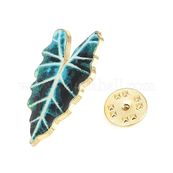 Leaf Shape Alloy Enamel Lapel Pins for Backpack Clothes&nbsp;JEWB-B037-02G-01