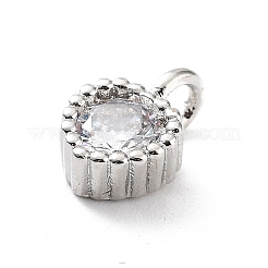 ラックメッキ真鍮マイクロパヴェキュービックジルコニアペンダント  カドミウムフリー＆鉛フリー  長持ちメッキ  三角形  プラチナ  9x6x3.5mm  穴：1.8mm&nbsp;KK-P247-10P