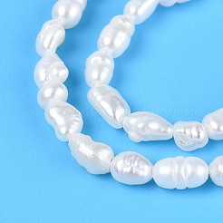 天然養殖淡水パールビーズ連売り  ライス  乳白色  2~5x2~2.5mm  穴：0.3~0.4mm  約45~47個/連  7.09~7.28''（18~18.5センチメートル）&nbsp;PEAR-T006-10