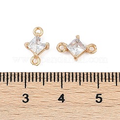 Brass Pave Glass Rhombus Links Connector Charms&nbsp;GLAA-Q088-001E
