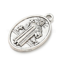 合金ペンダント  オーバル  アンティークシルバー  24x15x2.5mm  穴：2mm  約454個/1000g&nbsp;FIND-E051-01AS-14