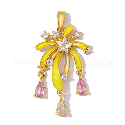 Brass Micro Pave Pink Cubic Zirconia Pendants&nbsp;CU-OY001-69G
