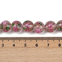 手作りの金砂ランプワークビーズ連売り  花の丸  パールピンク  10mm  穴：1mm  約40個/連  14.96''（38センチメートル）&nbsp;LAMP-B028-03A-10mm