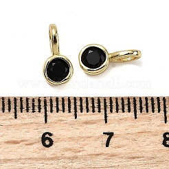 Flat Round Brass Micro Pave Cubic Zirconia Charms&nbsp;KK-C134-01G