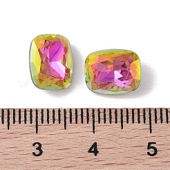 ガラスラインストーンカボション  フラットバック＆バックメッキ  多面カット  長方形  ライトローズ  10x8x4mm&nbsp;RGLA-L029-01B-LRLA