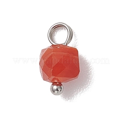 6Pcs 6 Colors Natural Quartz & Grey Agate & Banded Agate & Green Onyx Agate Faceted Cube Charms&nbsp;PALLOY-JF04798-01