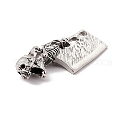 合金のチベット風チャーム  頭蓋骨とナイフ  アンティークシルバー  27.5x62.5x9.7mm  穴：8x4mm&nbsp;FIND-C008-13AS
