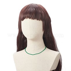 304ステンレススチールのロブスタークロウクラスプとチェーンエクステンダー付きの透明なガラスバイコーンビーズネックレス  女性のためのチョーカーネックレス  ミックスカラー  15-1/8インチ（38.6cm）&nbsp;NJEW-JN04223