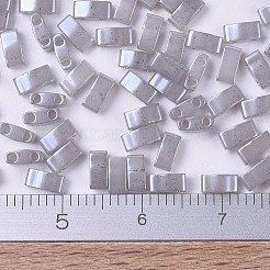 MIYUKIハーフティラビーズ  日本製シードビーズ  2の穴  （htl526)シルバーグレーセイロン  5x2.3x1.9mm  穴：0.8mm  約12500個/500g&nbsp;SEED-MY05-HTL0526