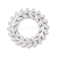 変色しない304ステンレススチール製リンクリング  葉の花輪  ステンレス鋼色  22x1.5mm  内径：10mm&nbsp;STAS-G264-03P