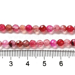 天然石瑪瑙ビーズ連売り  染め＆加熱  多面カットラウンド  サクランボ色  4mm  穴：0.8mm  約93個/連  14.88インチ（37.8cm）&nbsp;X-G-G079-A01-01