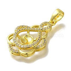 Rack Plating Brass Micro Pave Clear Cubic Zirconia Pendant Settings&nbsp;KK-H485-02G