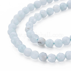 天然石アクアマリンビーズ連売り  多面カット  ラウンド  6~7mm  穴：1mm  約60~61個/連  15.35インチ&nbsp;G-Q951-01-6mm