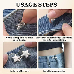 12Pcs 4 Colors Star Alloy Adjustable Jean Button Pins&nbsp;AJEW-DJ0004-83