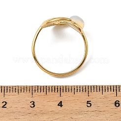 304 Stainless Steel with Opalite Open Cuff Rings for Women&nbsp;RJEW-K393-08G