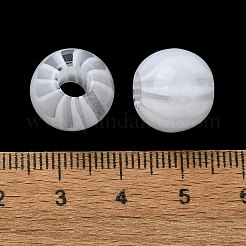 レジンヨーロピアンビーズ  大きな穴のスイカの丸いビーズ  ホワイト  12x14x14mm  穴：5mm&nbsp;RESI-U008-03E