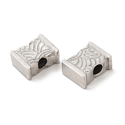 変色しない304ステンレススチールビーズ  長方形  ステンレス鋼色  7.5x6x3.3mm  穴：2.1mm&nbsp;STAS-E040-07P