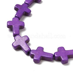 合成ターコイズ染色ビーズ連売り  宗教クロス  青紫色  15.5x12x4mm  穴：1.4mm  約24~26個/連  14.96''~16.14''（38~41センチメートル）&nbsp;G-P507-06A