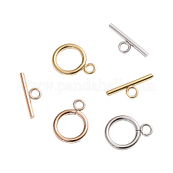 イオンプレーティング(IP) 304 ステンレススチール リング トグル クラスプ  ミックスカラー  リング：19x14x2mm  穴：3mm  バー：20x7x2mm  穴：3mm  3色  4セット/カラー  12のセット/袋&nbsp;STAS-CJ0001-46