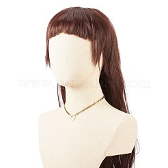 ナチュラルローズクォーツドーナツペンダントネックレス  女性用 304 ステンレススチール フィガロチェーン付き宝石ネックレス  ゴールドカラー  15.87インチ（40.3cm）&nbsp;NJEW-JN03815-03