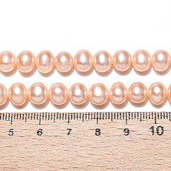 天然養殖淡水パールビーズ連売り  ラウンド  砂茶色  7~8mm  穴：0.5mm  約56~57個/連  14.57~15.08''（37~38.3センチメートル）&nbsp;PEAR-N016-07B-01