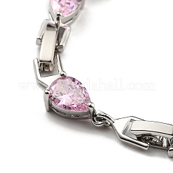Rack Plating Brass Pave Cubic Zirconia Teardrop Links Bracelets for Women&nbsp;BJEW-H604-01P-03