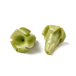 合成サンゴビーズ  染め  花  黄緑  15x13~13.5x13.5mm  穴：1.2mm&nbsp;CORA-K010-02A