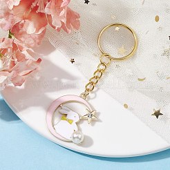 Moon with Rabbit Alloy Enamel Pendant Keychain&nbsp;KEYC-JKC00623-04
