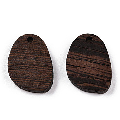 天然ウェンジウッドペンダント  染色されていない  楕円形のチャーム  ココナッツブラウン  21x16x3.5mm  穴：2mm&nbsp;WOOD-T023-88