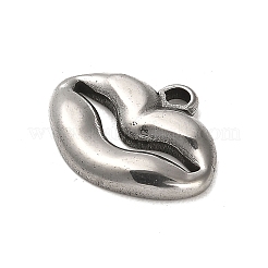 変色しない304ステンレススチールペンダント  リップチャーム  ステンレス鋼色  16x21x3mm  穴：2x2.5mm&nbsp;STAS-Q316-03P