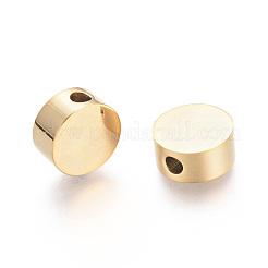 PVD真空メッキ304ステンレススチールビーズ  フラットラウンド  ゴールドカラー  10x5mm  穴：2mm&nbsp;X-STAS-I126-04G