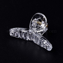 透明なプラスチック製の大きな爪のヘアクリップ  鉄ばね付き  女の子の太い髪用  透明  26x44x16~24mm&nbsp;PHAR-F016-05