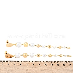 Brass ABS Plastic Pearl Tassel Stud Earrings&nbsp;EJEW-U040-17G