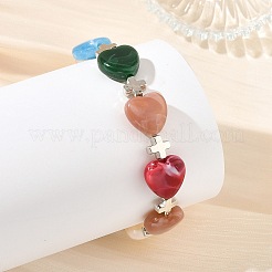 アクリルビーズとCCBプラスチックビーズを使用した女性用ストレッチブレスレット  カラフル  7.48インチ（19cm）  内径：2.17インチ（5.5cm）  1個/スタイル&nbsp;BJEW-JB14201