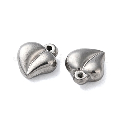 変色しない304ステンレススチールペンダント  ハートチャーム  ステンレス鋼色  15x14x6mm  穴：1.2mm&nbsp;STAS-G338-05P